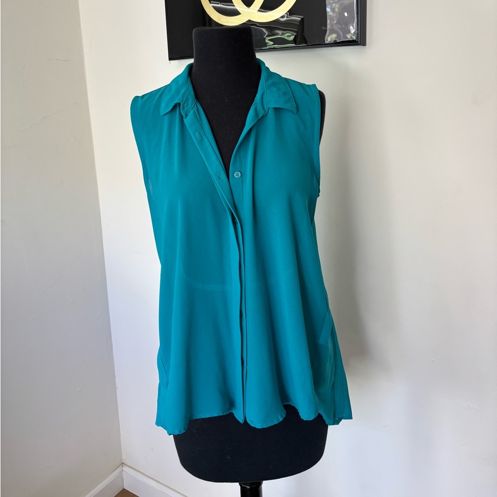 Teal Sleeveless Blouse